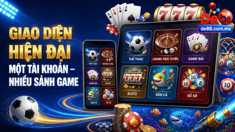 Giao diện DE88 hiện đại và dễ sử dụng